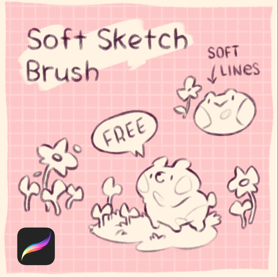 柔和素描笔刷 - Procreate笔刷预览效果