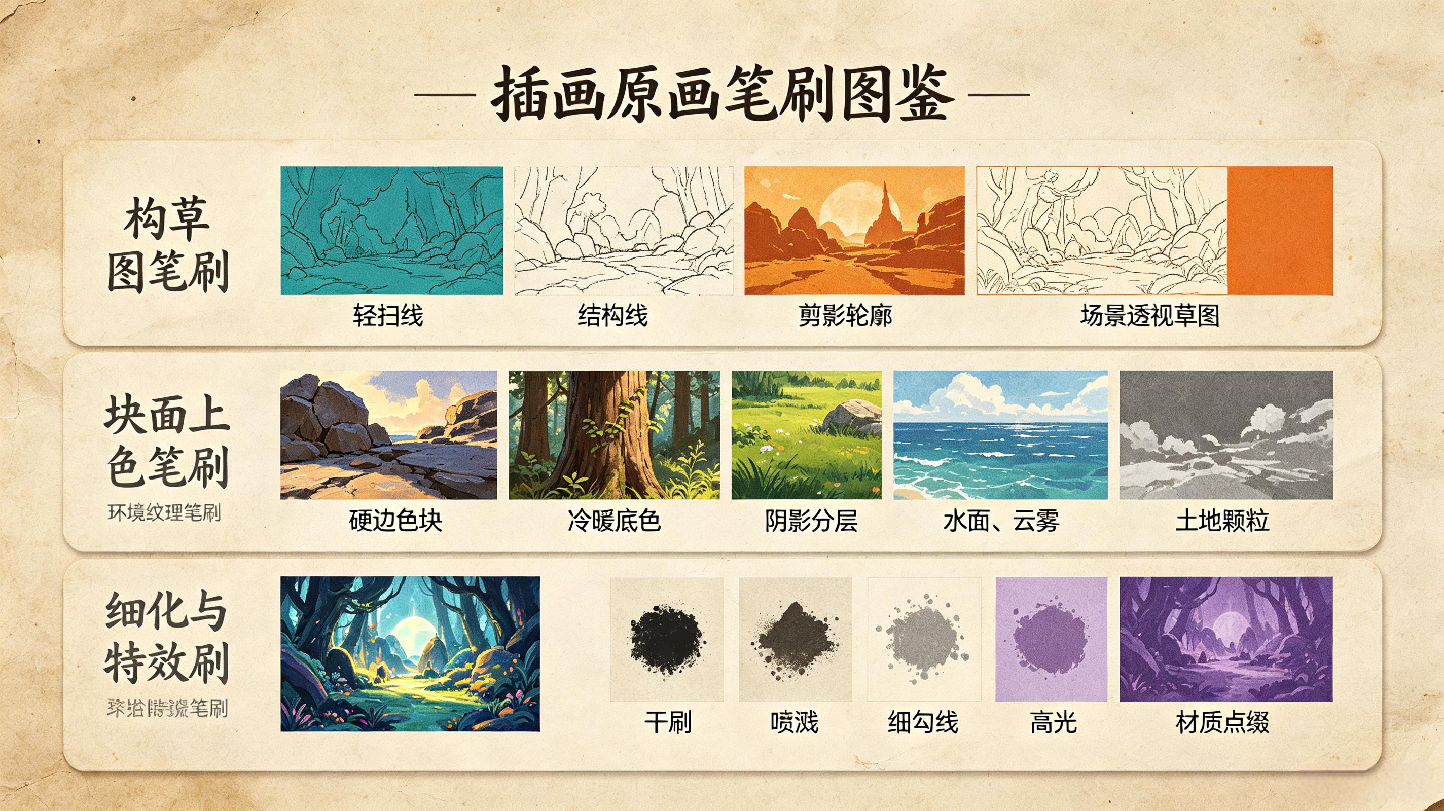 插画原画笔刷套装 - Procreate笔刷预览效果