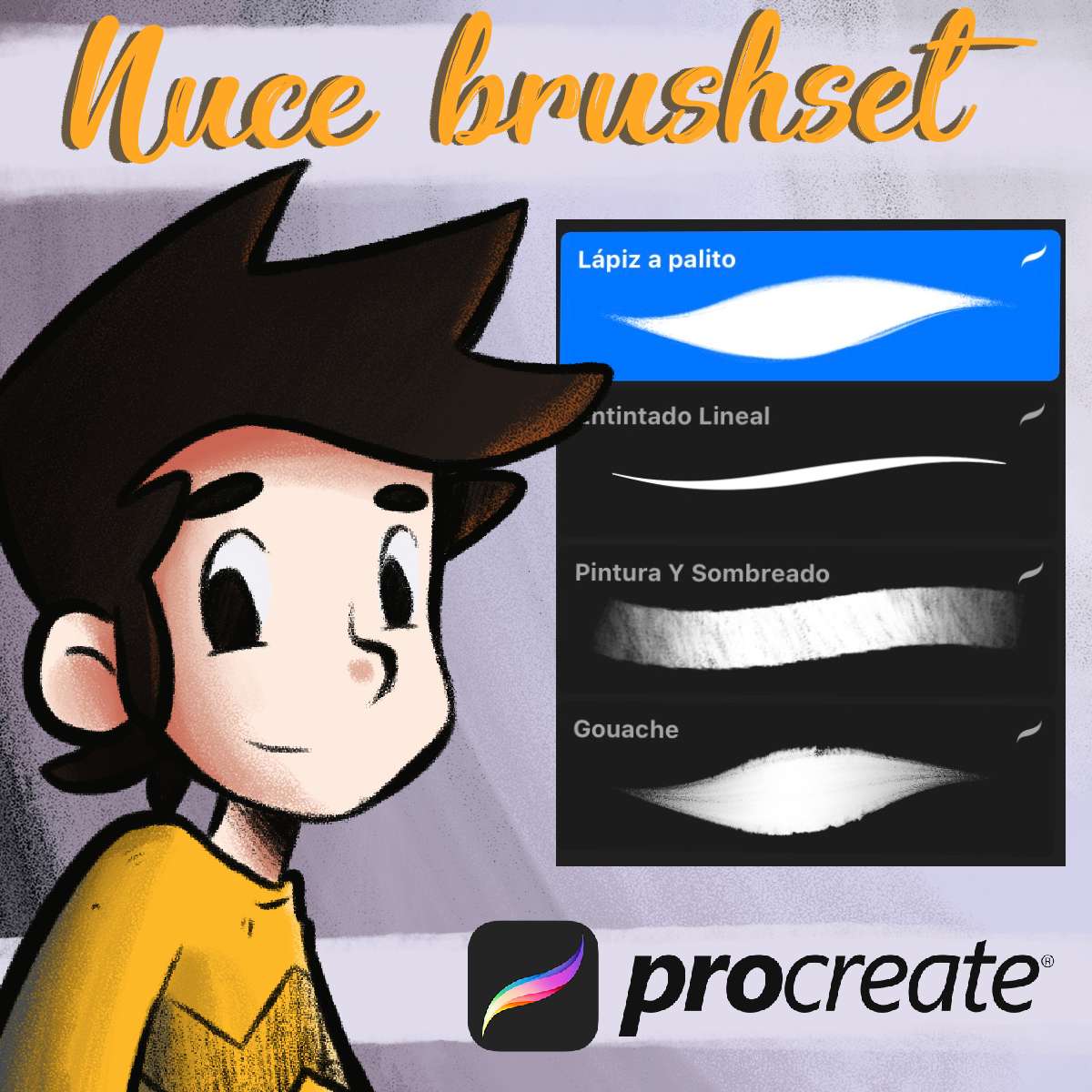 水墨笔刷套装 - Procreate笔刷预览效果