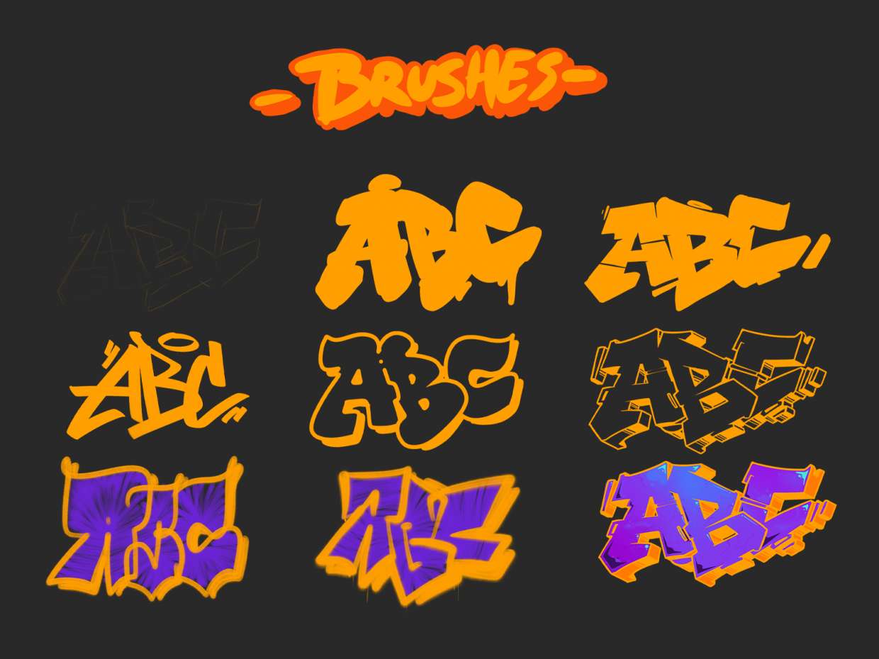 涂鸦笔刷套装 - Procreate笔刷预览效果